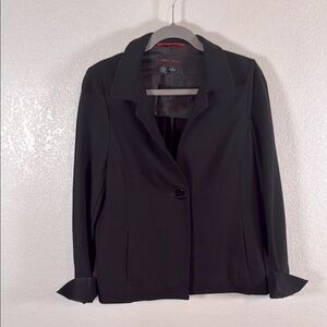 Nina Mclemore Black Single Button Split Cuff Swing Blazer Size 6
